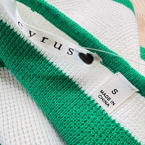 Cyrus Striped Sleeveless Knit Sweater Top White Green Size Small - Picture 6 of 8